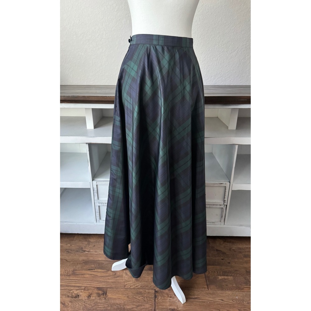 Talbots Taffeta Tartan Plaid Maxi Skirt 100% Silk Christmas Holiday Size 4 - Picture 4 of 8